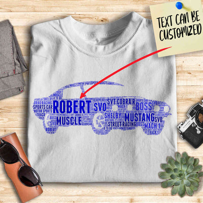 Personalized Mustang Typography Word Art - Typography T-shirt And Canvas For Racing Fans