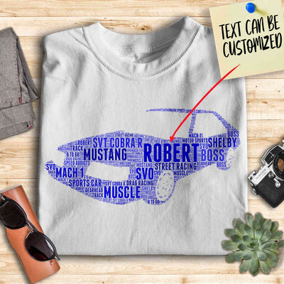 Personalized Mustang Typography Word Art - Typography T-shirt And Canvas For Racing Fans